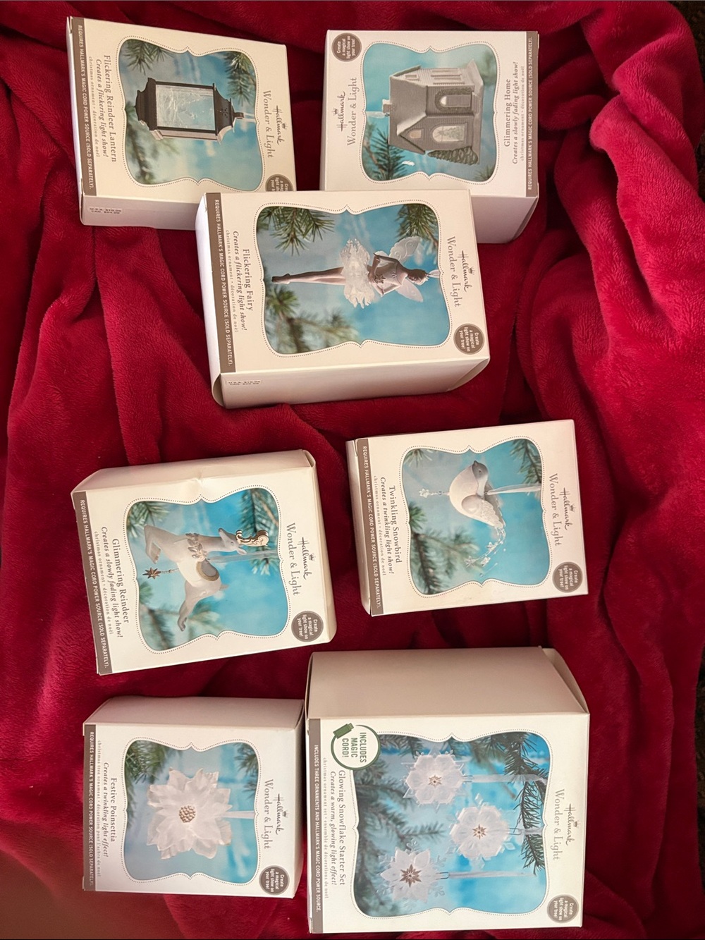 Vtg 2010-2011 Hallmark “Wonder & Light” Set of 9 Ornaments with Power Cord
